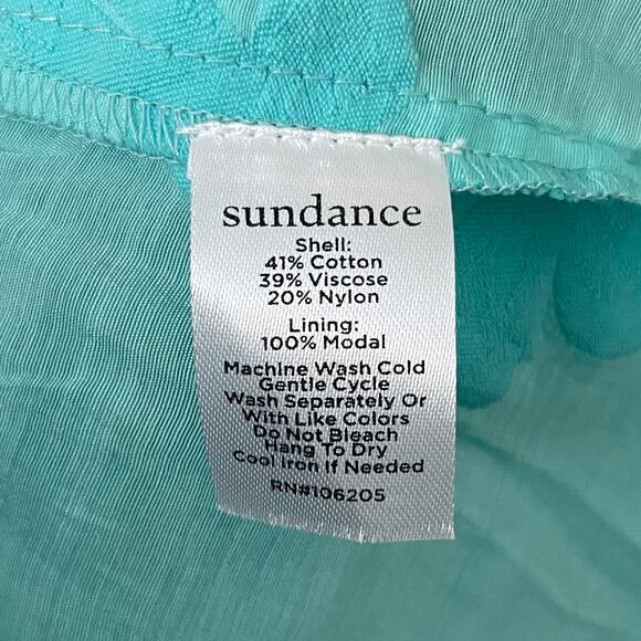Sundance Dress Women Small Teal Fanciful Floral Mini Puff Sleeve Peplum Babydoll - Picture 10 of 11